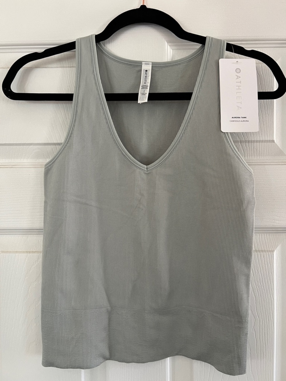 Athleta Ribbed V-Neck Tank Top - Sage